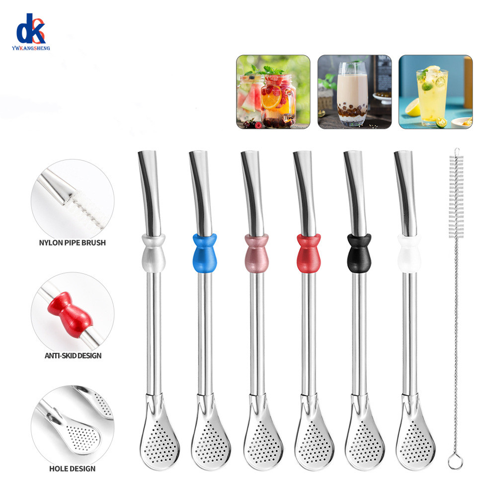 Water Filter Straw - หลอดดูดน้ำแบบใช้ซ้ำได้ สแตนเลส 304 พร้อมที่กรองชา สำหรับเยอร์บา มาเต้