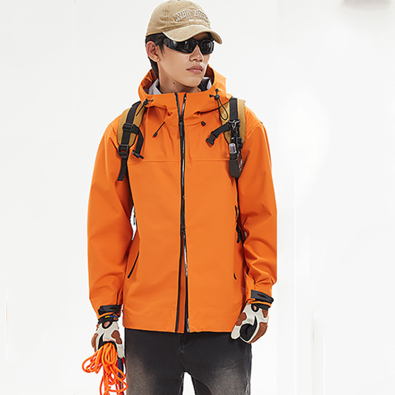Outdoor Adventure Windbreaker - เสื้อกันฝนผู้ชาย เสื้อแจ็คเก็ตกันลมเทฟลอนน้ำหนักเบาพร้อมกระเป๋าแขนและฮู้ดสำหรับเสื้อโค้ทเดินป่าผจญภัยกลางแจ้ง